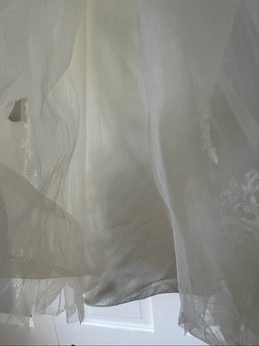 White Tulle Flower Girl Dress with Lace Cap Sleeves - Picture 5 of 12